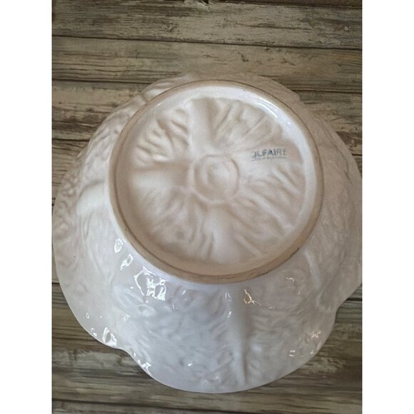 Olfaire Portugal White Majolica Cabbage Leaf Serving Bowl 10" Bordallo Style Vin - Picture 10 of 12